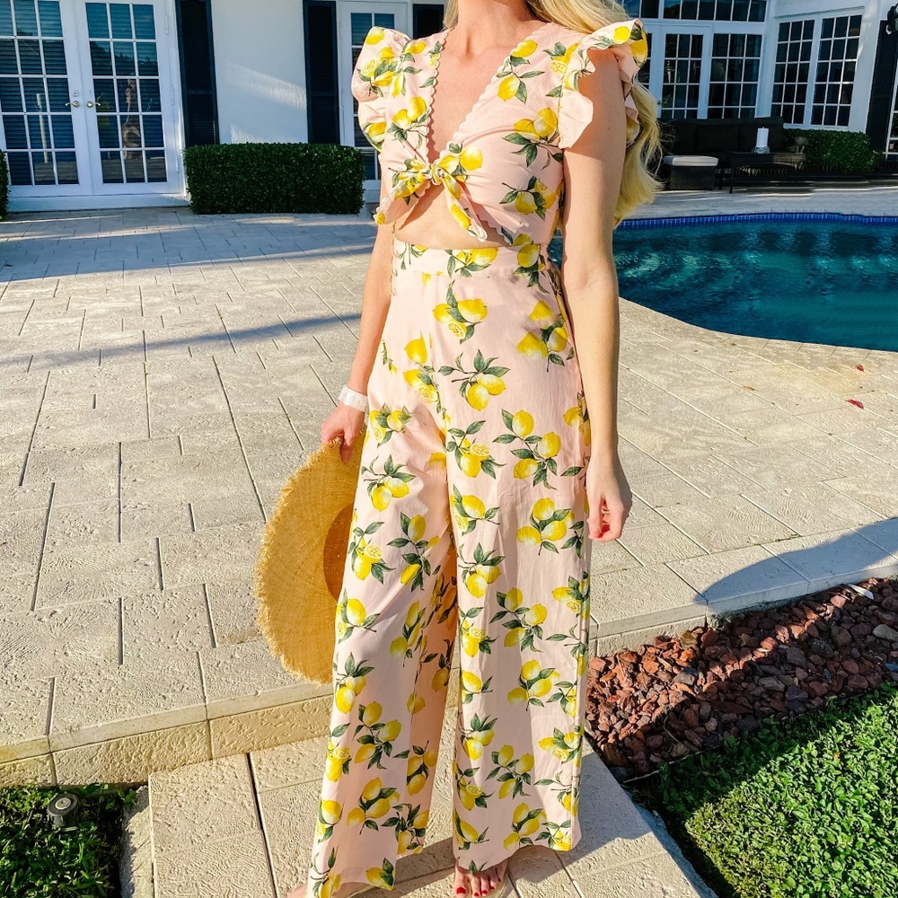 Red Dress lemon print jumpsuit